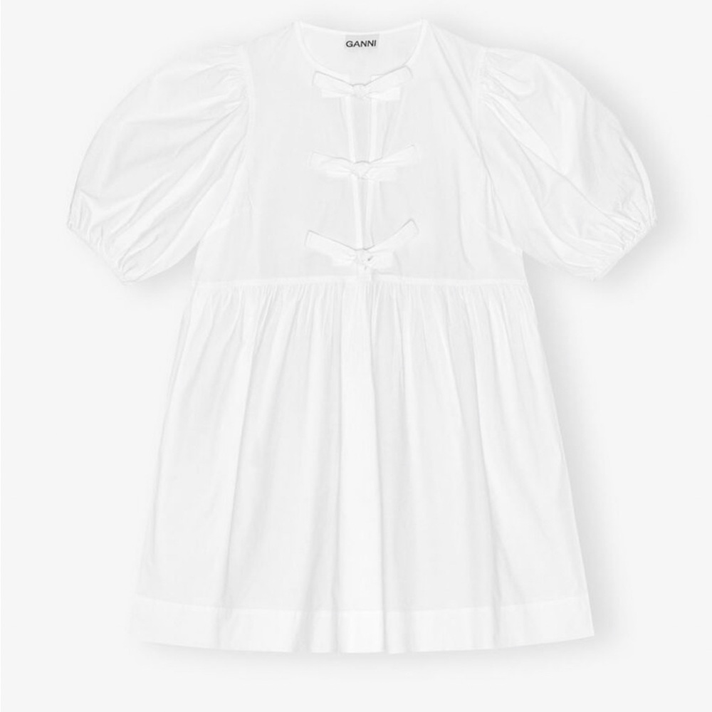 Ganni Ivory Puff Sleeve Dress (never worn)
